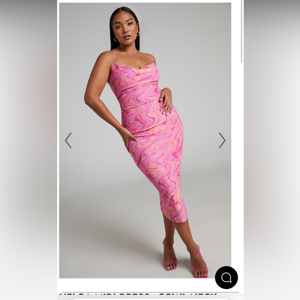 Showpo Helga Cowl Neck Ruched Midi Dress